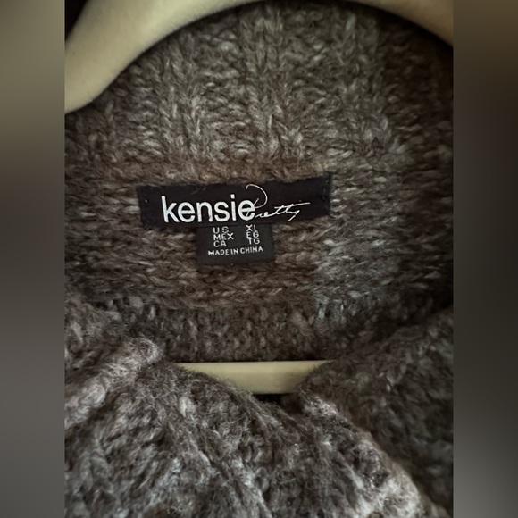 Kenzie Pretty Wool Blend Button Up Sweater coat Vest unique knit Brown XL - Picture 5 of 6